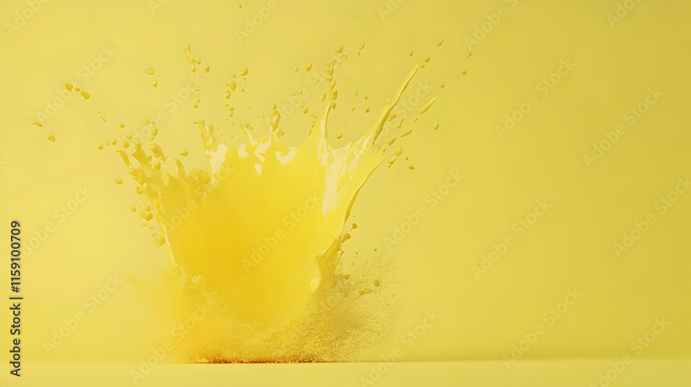 Obraz premium Yellow Liquid Splash 3D Illustration