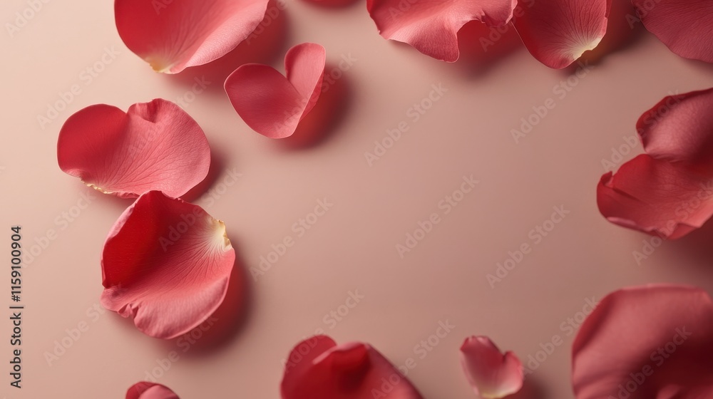Soft Red Rose Petals on a Pastel Background for Valentine s Day Soft Red Rose Petals on a Pastel Background for Valentine s Day
