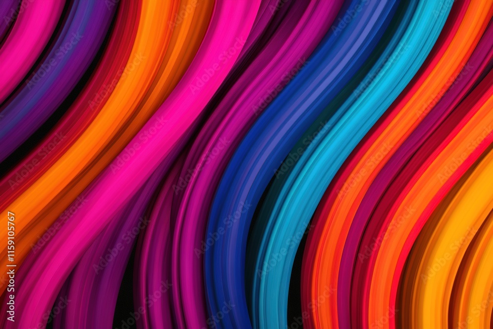 Colorful waves create vibrant flow, blending hues of pink, blue, Colorful waves create vibrant flow, blending hues of pink, blue,