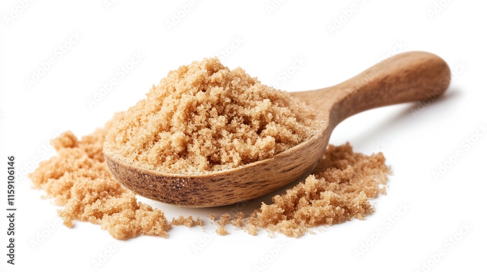 Wooden Spoon Filled with Light Brown Sugar Crystals Wooden Spoon Filled with Light Brown Sugar Crystals