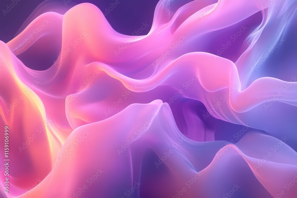 Obraz premium Abstract 3D waves in smooth purple and pink gradient tones
