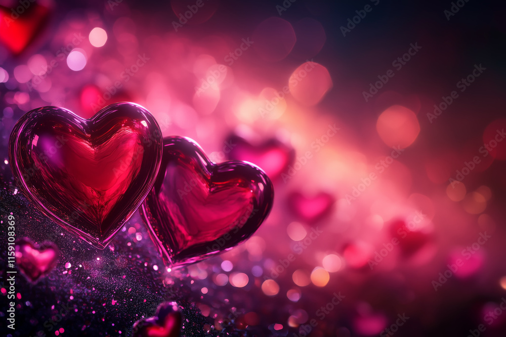 Valentine's day with transparent hearts on purple background greeting card with copyspace copy space Valentine's day with transparent hearts on purple background greeting card with copyspace copy space