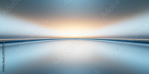 Futuristic abstract motion blur with blue color, glow warm light ray in perspective view. Soft smooth shape line, fade of color gradient. Empty space suit for modern future technology background.
