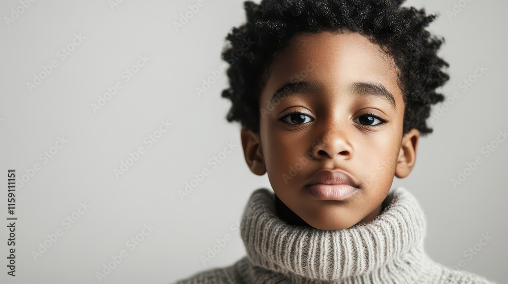Thoughtful Boy in Gray Turtleneck Sweater Thoughtful Boy in Gray Turtleneck Sweater