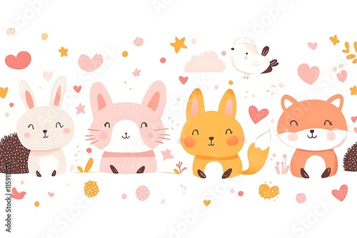 Wallpaper Mural Set of cute cat various poses in line hand drawn style.Pet animal character cartoon design.Meow lover collection.Minimal.Kawaii.Vector.Illustration.
 Torontodigital.ca