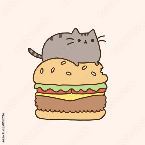 Burger cat cute