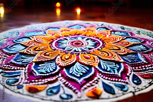 96 rangoli notes form into intricate rangoli patterns photo