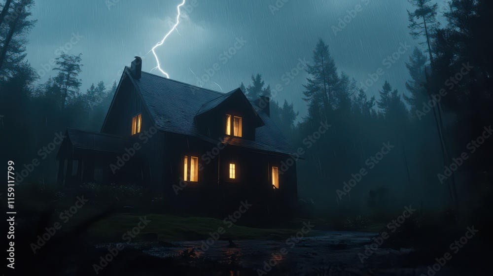 Mysterious House Under Thunderstorm Mysterious House Under Thunderstorm