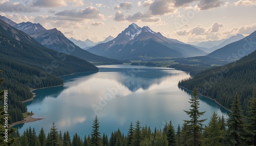 Breathtaking view of Zugspitze lake surrounded with forests in Eibsee
 photo