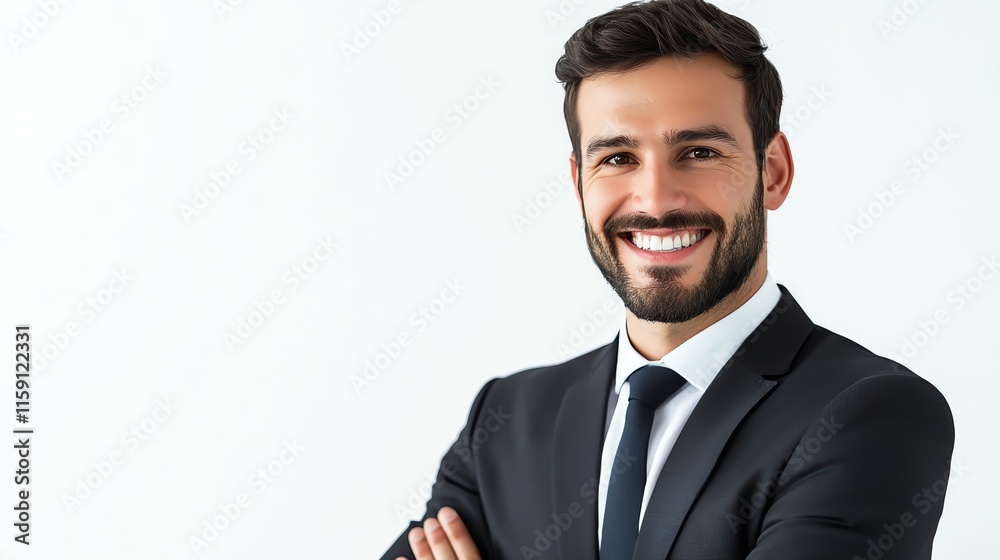 confident businessman Smiling in suit, arms crossed in white isolated background confident businessman Smiling in suit, arms crossed in white isolated background