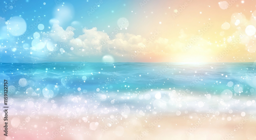 Serene Beach Sunrise with Gentle Waves and Bokeh Effect Creating a Dreamy Atmosphere in Pastel Colors for Relaxation and Inspiration Serene Beach Sunrise with Gentle Waves and Bokeh Effect Creating a Dreamy Atmosphere in Pastel Colors for Relaxation and Inspiration