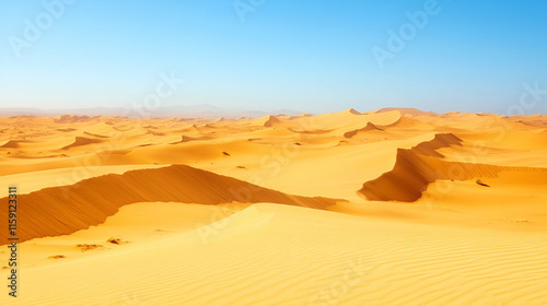 Adventure travel to the Sahara Desert in Morocco, Africa with golden dunes and a vivid sunset sky photo