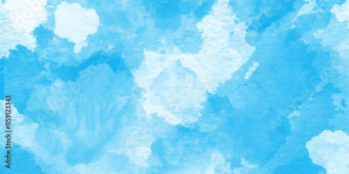 Blue watercolor abstract cloudy sky background, Abstract vector blue watercolor paint splash, Colorful gradient ink colors wet effect hand drawn paper texture background.