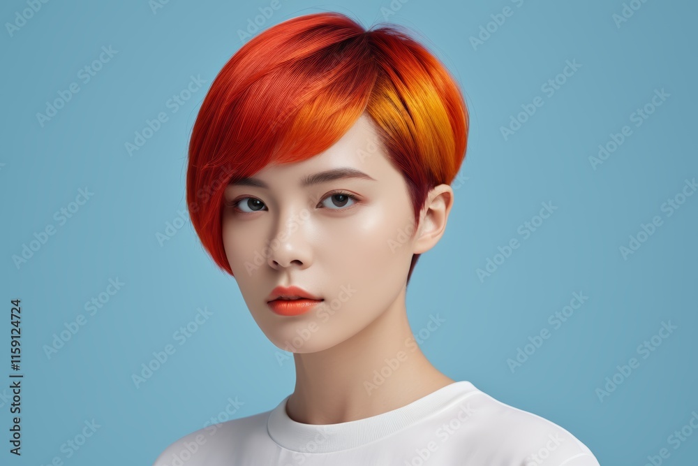 arafed woman with bright red hair and orange lips posing for a picture arafed woman with bright red hair and orange lips posing for a picture