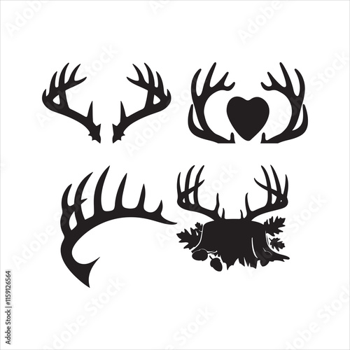 create a Deer antlers silhouette vector icon desing with a white background
