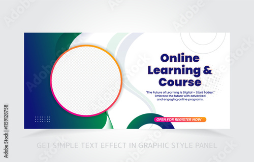 banner template design e-learning online and class master with free simple text effect in graphic style panel