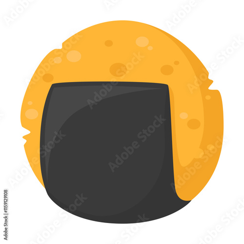 Rice Cracker Emoji Icon Illustration. Japanese Snack Vector Symbol Emoticon Design Doodle Vector.