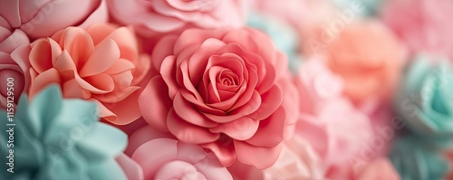Rose floral abstract background concept. Vibrant roses in shades of pink and blue create a stunning floral display.