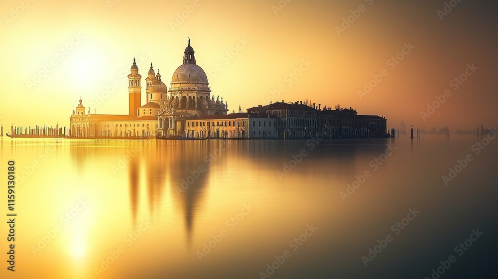 Fototapeta premium Sunrise over island church in Venice, Italy.