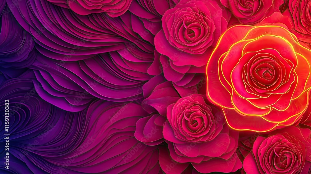 Rose floral abstract background concept. Vibrant abstract roses in rich colors, blending elegance and artistic flair.