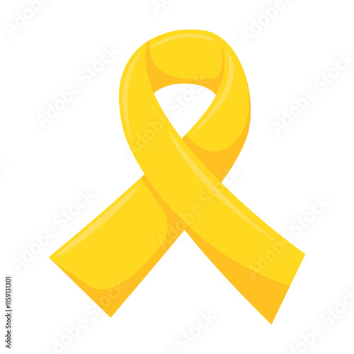 Reminder Ribbon Yellow Emoji Icon Illustration. Awareness Vector Symbol Emoticon Design Doodle Vector.