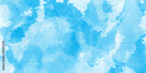Blue watercolor abstract cloudy sky background, Abstract vector blue watercolor paint splash, Colorful gradient ink colors wet effect hand drawn paper texture background.