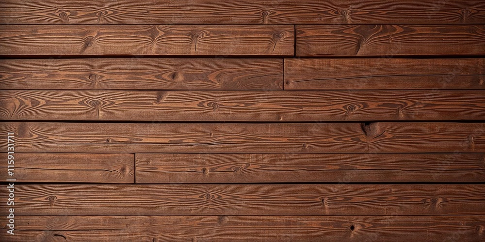 Fototapeta premium Vintage brown wood background texture with knots and nail holes, old painted wood wall, abstract background, wooden dark horizontal boards, copy space, horizontal boards, background, copy space
