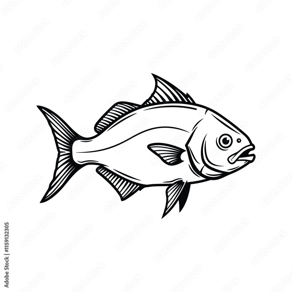 Fototapeta premium Big-scale pomfret fish vector 