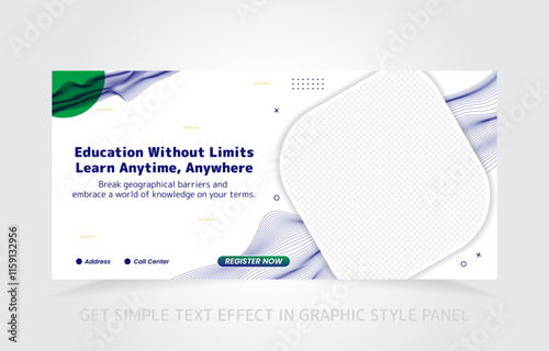 banner template design e-learning online and class master with free simple text effect in graphic style panel