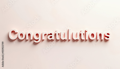 Elegant 3D Rendered Congratulations Message: Pink Pastel Background, Minimalist Design, Festive Celebration Card