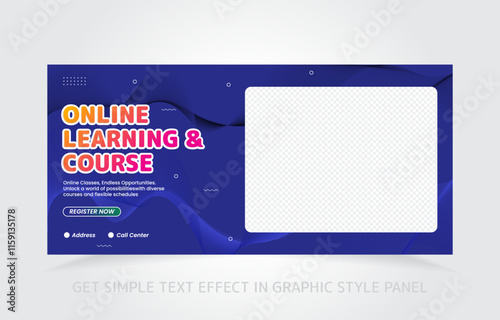 banner template design e-learning online and class master with free simple text effect in graphic style panel