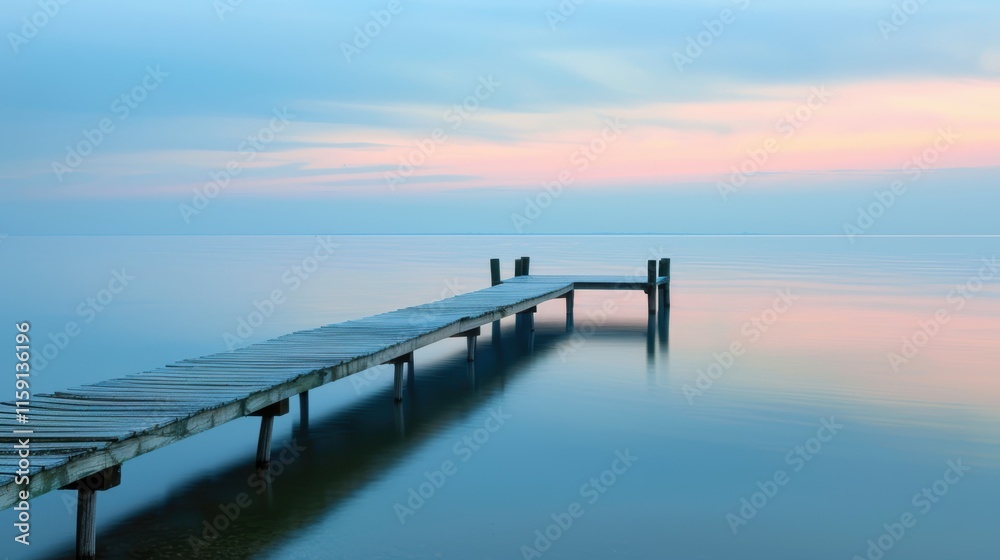Serene Lakeside Dawn: Tranquil Pier and Reflective Waters for Mindful Peace and Clarity Serene Lakeside Dawn: Tranquil Pier and Reflective Waters for Mindful Peace and Clarity