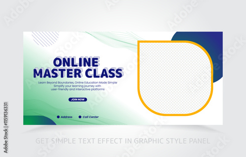 banner template design e-learning online and class master with free simple text effect in graphic style panel