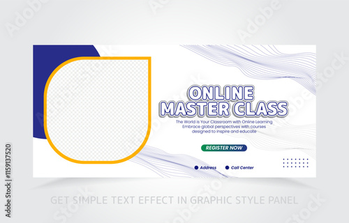 banner template design e-learning online and class master with free simple text effect in graphic style panel