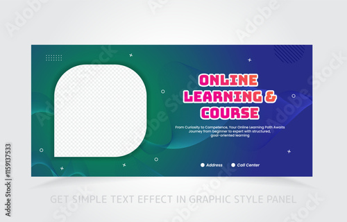 banner template design e-learning online and class master with free simple text effect in graphic style panel