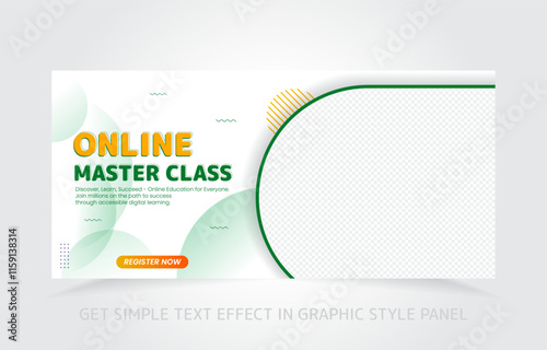 banner template design e-learning online and class master with free simple text effect in graphic style panel