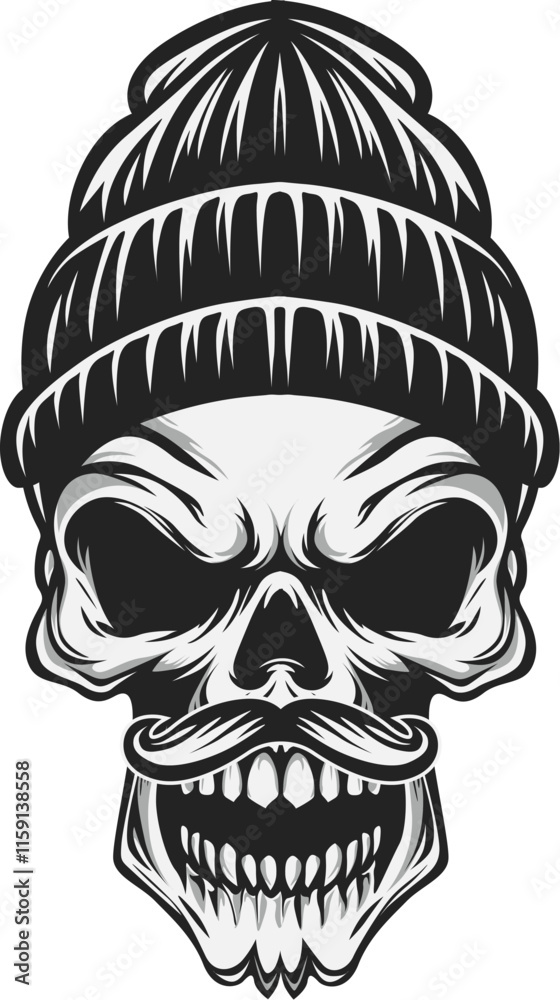 Fototapeta premium Masculine skull with Chill beany hat