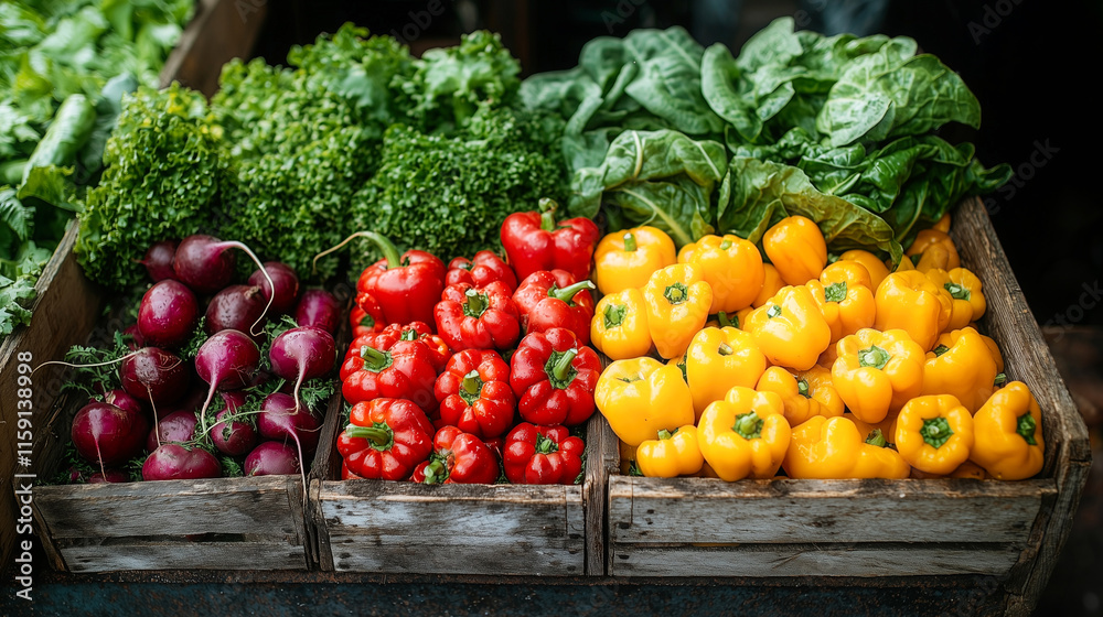 Vibrant selection of fresh vegetables at a farmers market Vibrant selection of fresh vegetables at a farmers market