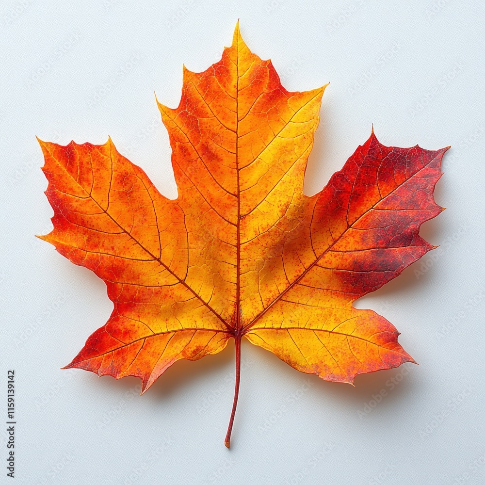 Single vibrant autumn maple leaf on white. Single vibrant autumn maple leaf on white.