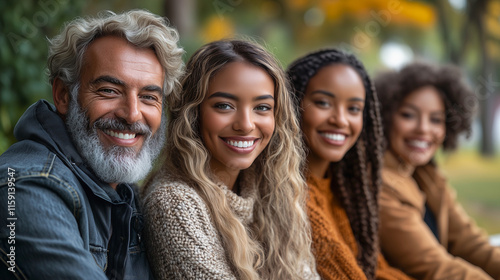 Multicultural family enjoying quality time outdoors in autumn at a park