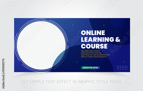 banner template design e-learning online and class master with free simple text effect in graphic style panel