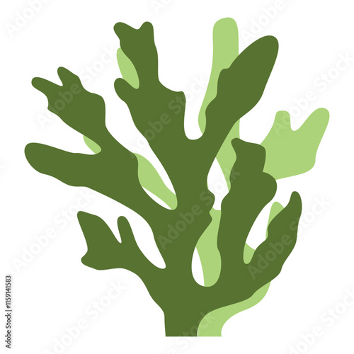 The silhouette  logo of an algae or coral , seaweed, an excellent design on a marine theme