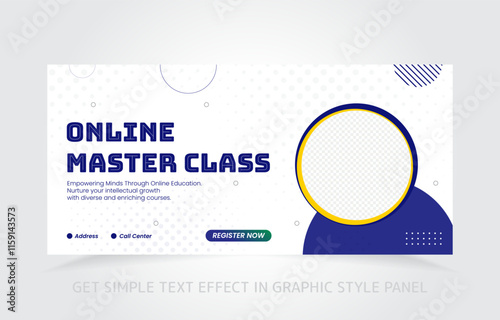 banner template design e-learning online and class master with free simple text effect in graphic style panel
