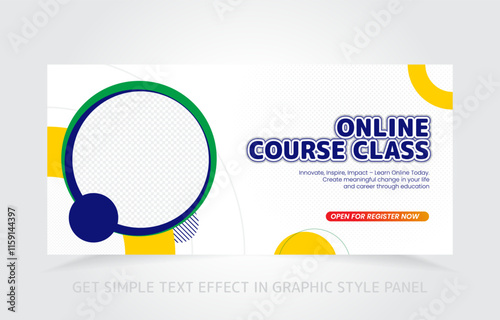 banner template design e-learning online and class master with free simple text effect in graphic style panel