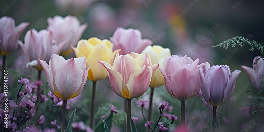 Pastel Tulips Spring Bloom Garden Flowers Nature Pastel Tulips Spring Bloom Garden Flowers Nature