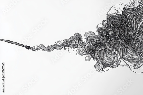 Intricate Welding Torch Line Drawing on White Background photo