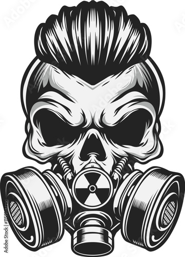 Skull with retro hair & mask
