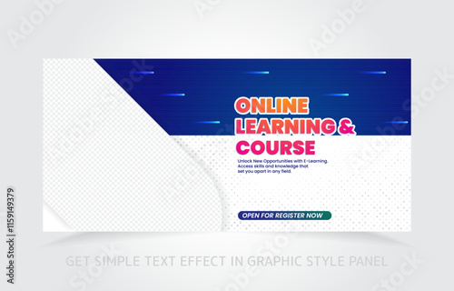 banner template design e-learning online and class master with free simple text effect in graphic style panel