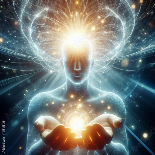 178 Glowing Aura A soft glowing aura surrounds a person's head v