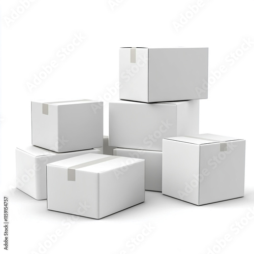 white carton boxes, isolated on white background. photo